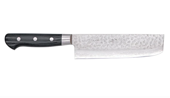 KIKUICHI CUTLERY  WGAD Series Elite Warikomi Damascus Tsuchime Nakiri 6.5 Inch