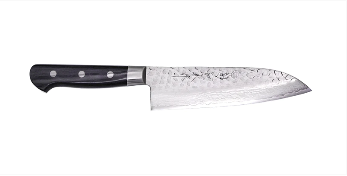 KIKUICHI CUTLERY  WGAD Series Elite Warikomi Damascus Tsuchime Santoku 6.7 Inch