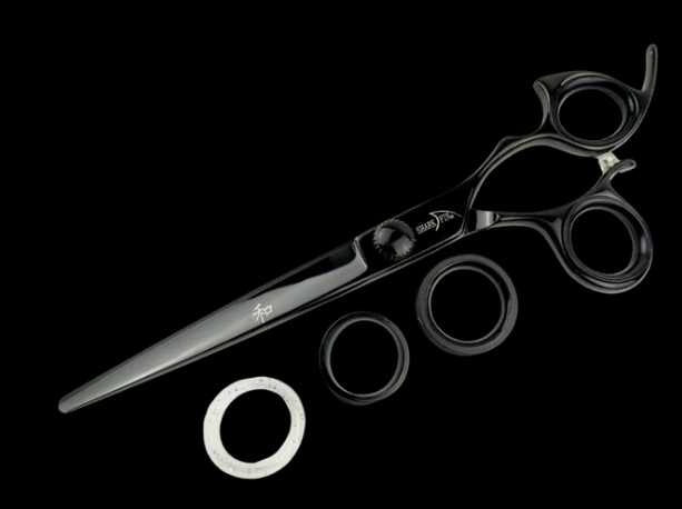 Shark Fin Beauty Shear Right Hand Professional Plus Non-Swivel Black 5.5 Inch Cutting Shear RPPBTBK55
